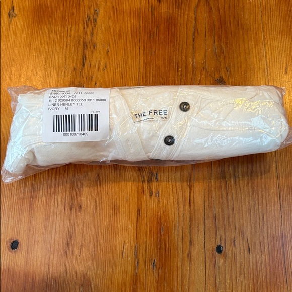 We The Free Cotton Linen Henley Long Sleeve Tee medium ivory white new - Picture 8 of 10